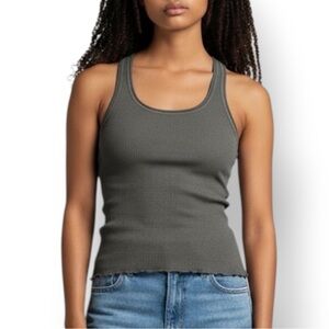4/$20 Blue Angels Gray Racerback Ribbed Tank Top - Size Medium